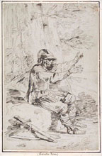 FELICE GIANI, An Armed Man, in the Manner of Salvator Rosa, pen